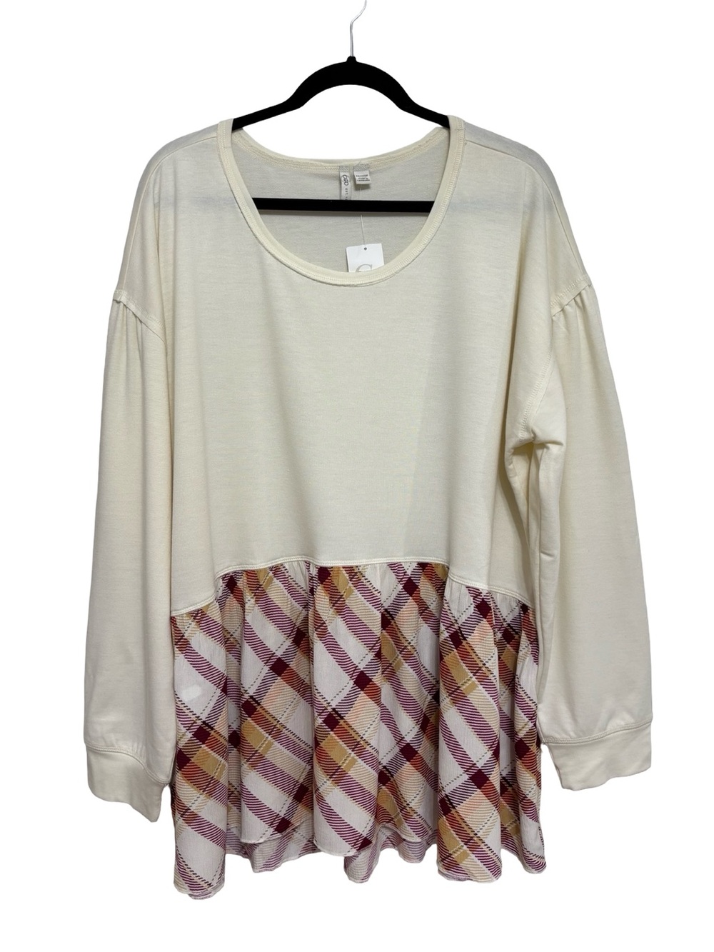 NEW Cato Women’s Plus Peplum Mixed Print Long Sleeve Boho Top - Size 18/20W